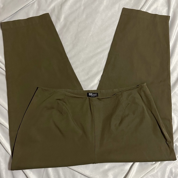 INC Stretch Woman Olive Green Side Zip Entry Stretch Pants Size 18W - Picture 1 of 7